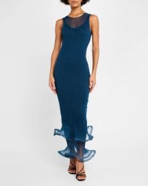 SIMKHAI Daniella Sleeveless Ruffle Midi Dress at Neiman Marcus