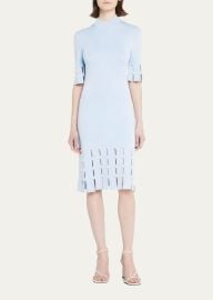 SIMKHAI Dina Compact-Rib Mock-Neck Mini Dress - at Bergdorf Goodman