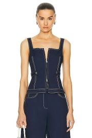 SIMKHAI Dolce Zip Up Top in Midnight FWRD at FWRD