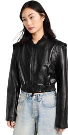 SIMKHAI Doreen Luxe Vegan Leather Boxy Bomber Jacket Black XS at Shopbop