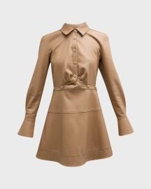 SIMKHAI Elias Long-Sleeve Vegan Leather Mini Dress at Neiman Marcus