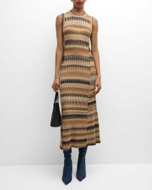 SIMKHAI Fairfax Sleeveless Stripe Knit Midi Dress at Neiman Marcus