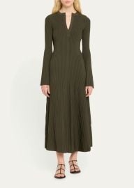 SIMKHAI Genna Ribbed Long-Sleeve Midi Dress - at Bergdorf Goodman