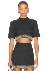SIMKHAI Jalen Short Sleeve Cropped Top in Black FWRD at FWRD
