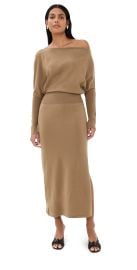 SIMKHAI Janese Off Shoulder Midi Dress Camel L at Shopbop