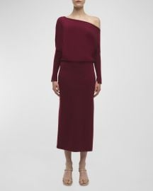 SIMKHAI Janese One-Shoulder Wool-Blend Midi Dress at Neiman Marcus