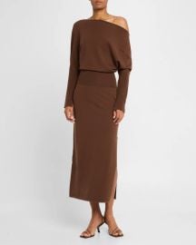 SIMKHAI Janese One-Shoulder Wool-Blend Midi Dress at Neiman Marcus