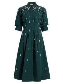 SIMKHAI Jazz Embellished Cotton-Blend Midi-Shirtdress | Saks Fifth Avenue at Saks Fifth Avenue