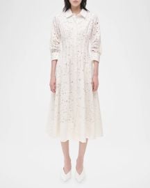 SIMKHAI Jazz Embroidered Midi Shirtdress at Neiman Marcus