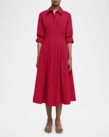 SIMKHAI Jazz Pintuck 34-Sleeve Midi Shirtdress at Neiman Marcus