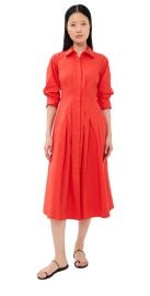 SIMKHAI Jazz Pintuck Midi Dress Lobster XS at Shopbop
