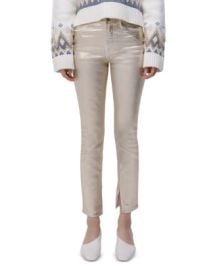 SIMKHAI Jonathan Rae High Rise Ankle Skinny Jeans in Gold Foil Bloomingdales at Bloomingdales
