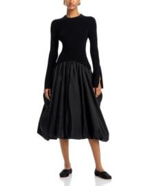 SIMKHAI Kenlie Long Sleeve Mock Neck Midi Dress Bloomingdales at Bloomingdales