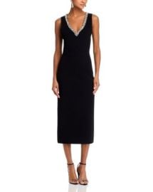 SIMKHAI Khari Rhinestone Trim Midi Dress Bloomingdales at Bloomingdales