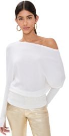 SIMKHAI Lavina Draped Off Shoulder Sweater Ivory M at Shopbop