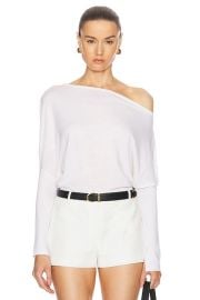 SIMKHAI Lavina Draped Off Shoulder Sweater in Ivory FWRD at FWRD