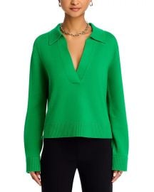 SIMKHAI Long Sleeve Cotton and Cashmere Polo Sweater Bloomingdales at Bloomingdales