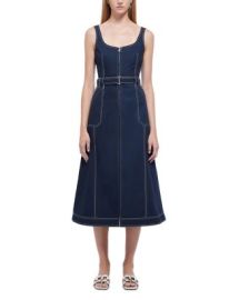 SIMKHAI Manson Sleeveless Cotton Belted Midi Dress Bloomingdales at Bloomingdales