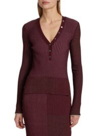 SIMKHAI Memphis Plaited Rib Henley Top on SALE at Saks Off 5th