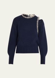 SIMKHAI Monroe Embellished Wool-Cashmere Sweater - at Bergdorf Goodman