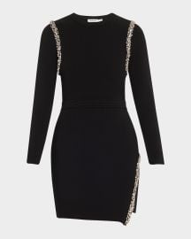 SIMKHAI Nyx Embellished Long-Sleeve Wrap Dress at Neiman Marcus