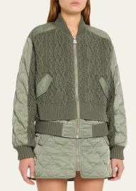 SIMKHAI Rollins Combo Knit Zip-Front Bomber Jacket - at Bergdorf Goodman