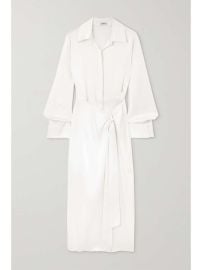 SIMKHAI Samba wrap-effect satin midi shirt dress NET-A-PORTER at Net a Porter