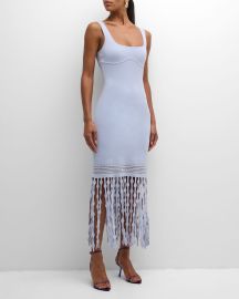 SIMKHAI Signa Lattice Fringe Midi Tank Dress at Neiman Marcus