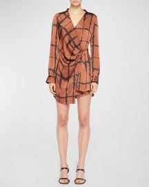 SIMKHAI Sofia Shibori-Print Washed Tie-Waist Mini Dress at Neiman Marcus