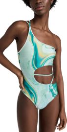 SIMKHAI Stormi Marble Printed Swimwear Strappy One Piece at Shopbop