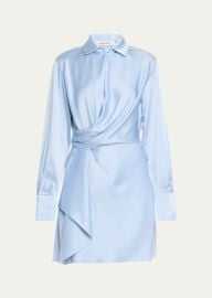 SIMKHAI Talit Draped-Front Mini Shirtdress - at Bergdorf Goodman