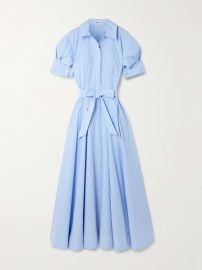SIMKHAI Truman belted striped cotton midi shirt dress at Net a Porter