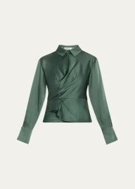 SIMKHAI Valya Satin Long-Sleeve Shirt - at Bergdorf Goodman