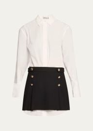 SIMKHAI Warren Long-Sleeve Combo Shirtdress - at Bergdorf Goodman