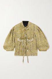 SIMONE ROCHA Embellished lace-trimmed metallic cloqu jacket NET-A-PORTER at Net a Porter