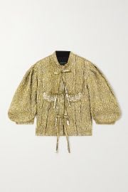 SIMONE ROCHA Embellished lace-trimmed metallic cloqu jacket NET-A-PORTER at Net a Porter