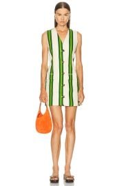 SIMONMILLER Carob Printed Linen Mini Dress in Cream Green Stripe FWRD at FWRD