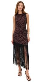 SIMONMILLER Casablanca Crepe Fringe Dress CHOCO BROWN LEOPARD S at Shopbop