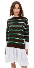 SIMONMILLER Pip Poplin Combo Dress Brown/Zingy Green Stripe & Mac S at Shopbop