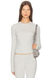 SKIMS Cotton Jersey Long Sleeve T-Shirt in Light Heather Grey FWRD at FWRD