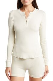 SKIMS Ribbed Stretch Cotton Henley Top at Nordstrom