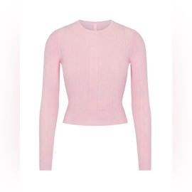SKIMS Tops Nwt Skims Sweater Pointelle Long Sleeve Top In Baby Pink Size Xxs Poshmark at Poshmark