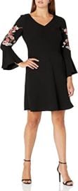 SL Fashions Women39s V-Neck Embroidered Dress Black 10 at  Womens Clothing store at Amazon