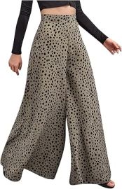 SMIDOW Womens High Waist Casual Wide Leg Pants Leopard Print Long Palazzo Pants Loose Flowy Trendy Trousers at Womens Clothing store at Amazon