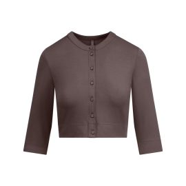 SMOOTH LAYERS CROPPED CARDIGAN RAISIN at Skims