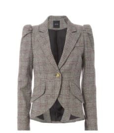 SMYTHE Glen Plaid Check Blazer Jacket Leather Elbow Size 8 eBay at eBay