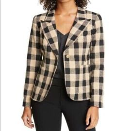 SMYTHE Patch Pocket Duchess Blazer Jacket Coat Black Beige Plaid Size 12 eBay at eBay