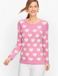 SOFT TERRY HEARTS CREWNECK SWEATER at Talbots