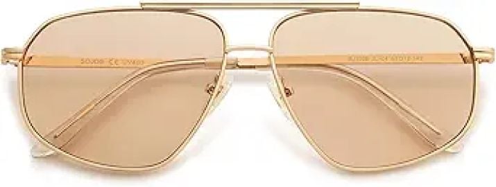 SOJOS Retro Hexagon Aviator Sunglasses for Women Men Trendy Vintage UV400 Protection Shades SJ1200 at Amazon