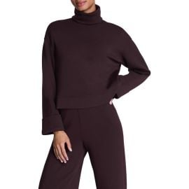 SPANX® Cuffed Sleeve Crop Turtleneck Sweatshirt at Nordstrom